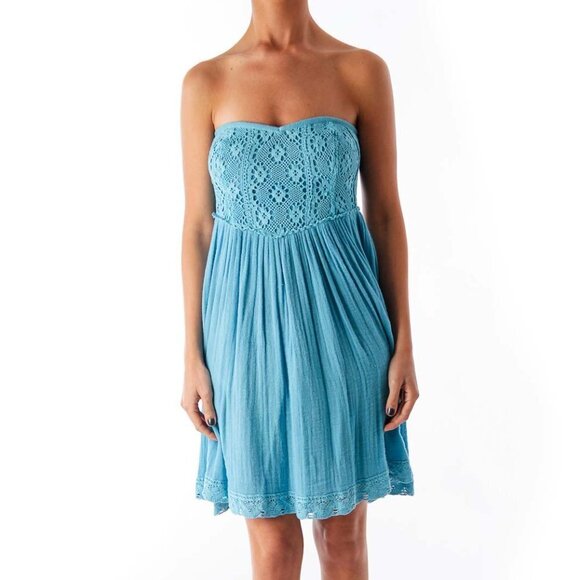 Jen's Pirate Booty Blue Strapless Crochet Dress - Picture 1 of 3